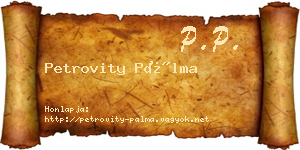 Petrovity Pálma névjegykártya